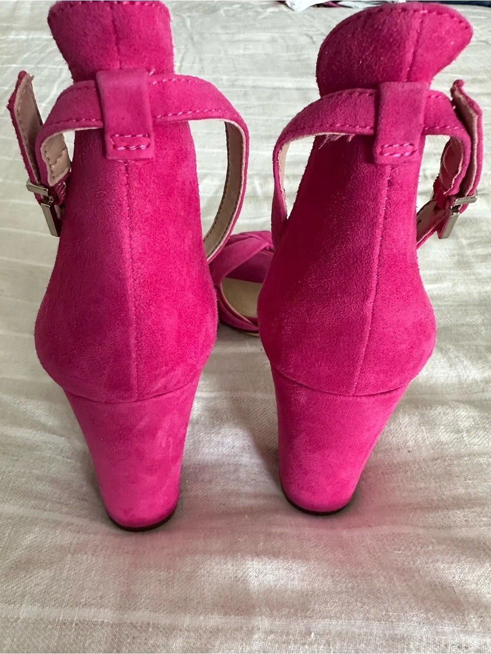 Vince Camuto Hot Pink Knotted Block Heel Sandals-Never Worn